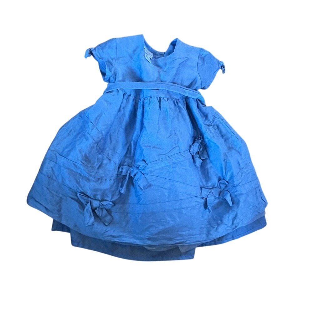 Talbots Kids silk Charming Blue Dress with‎ Bow Accents
